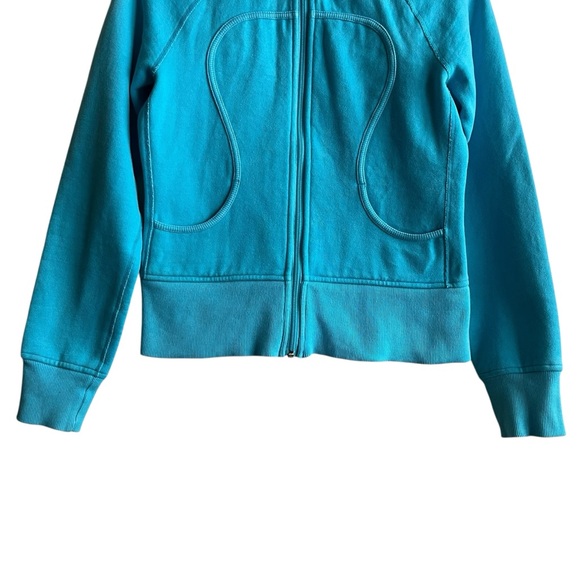 Lululemon Scuba Hoodie Full Zip Cotton Fleece Teal Blue Size 6 - Picture 4 of 13